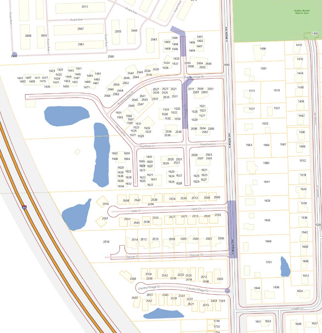 South Maple Road Water Pressure Improvements project extent