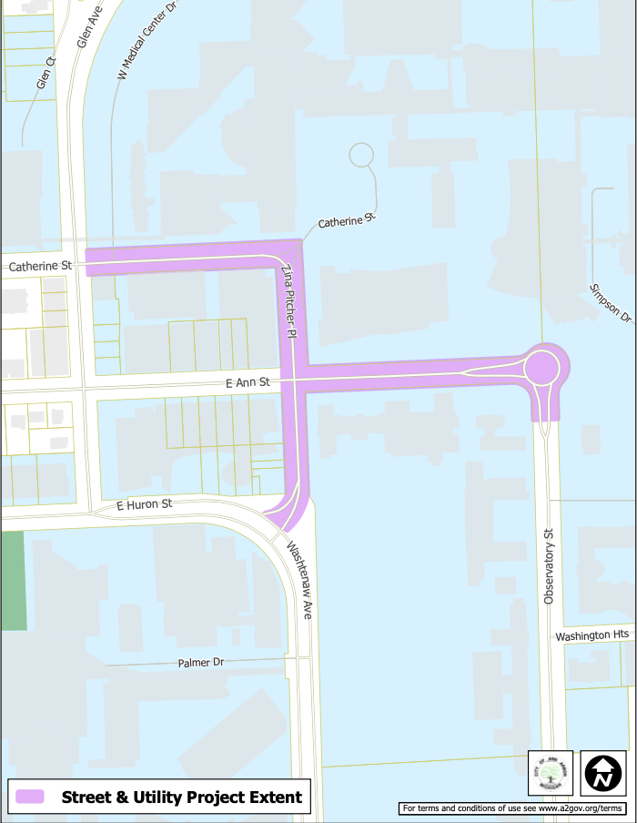 Zina Pitcher Place, Catherine & East Ann St. project extent 