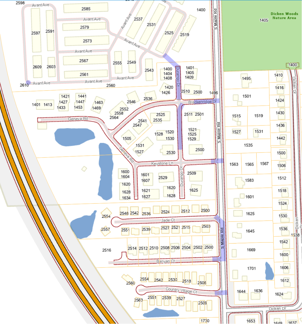 South Maple Road Water Pressure Improvements project extent