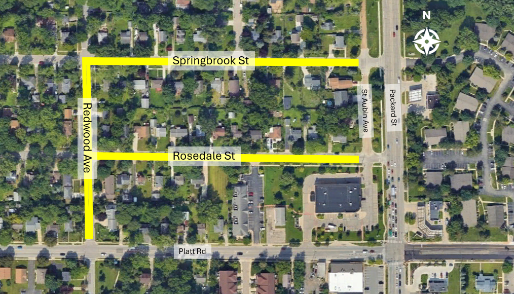 Redwood-Rosedale-Springbrook Traffic Calming Project extent