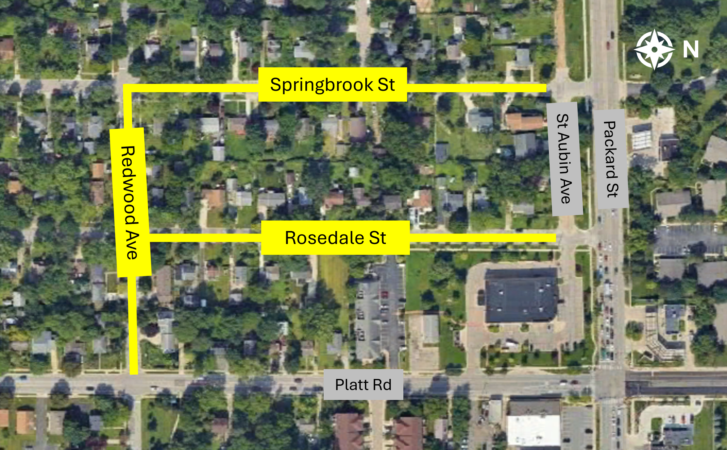Redwood-Rosedale-Springbrook Traffic Calming Project extent